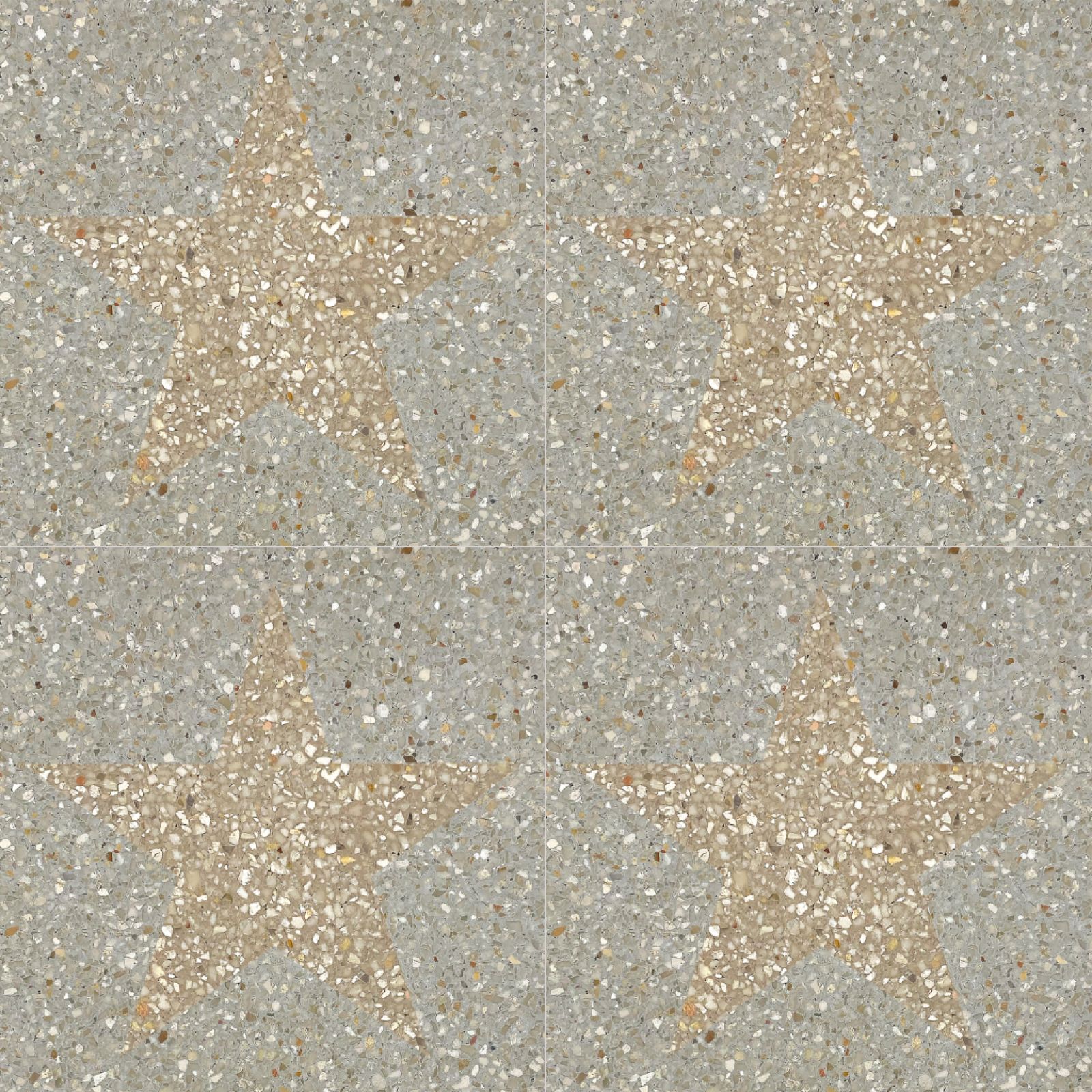 A 20x20 centiméteres N2010T terrazzo stílusú cementlap prémium minőségű burkolat az Iamart manufaktúrától, amely a belső terek modern eleganciáját biztosítja.