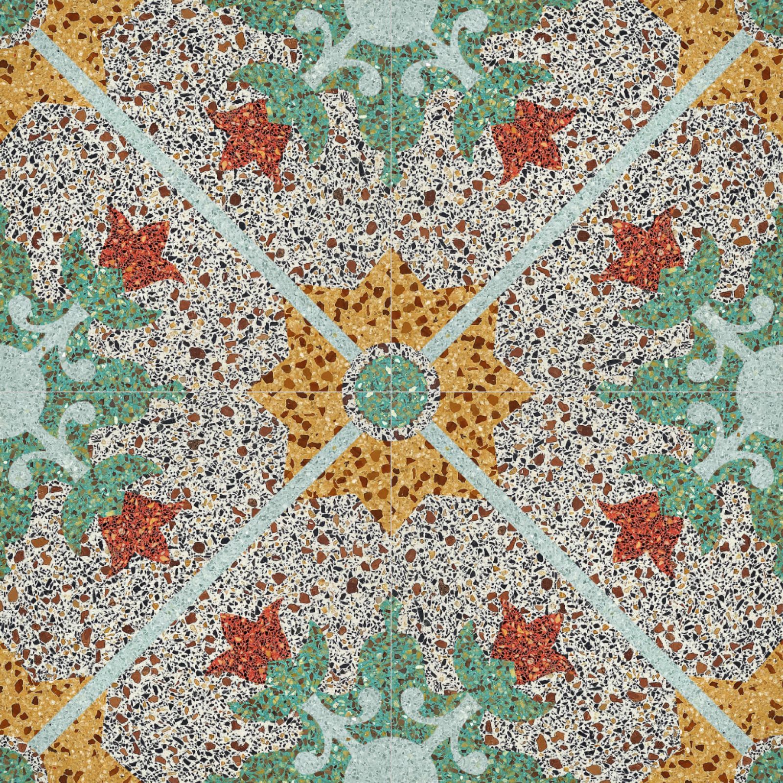 Az IAMART manufaktúra kézzel készített N2041T terrazzo stílusú burkolatai egyedi stílust és prémium minőséget garantálnak minden térben.