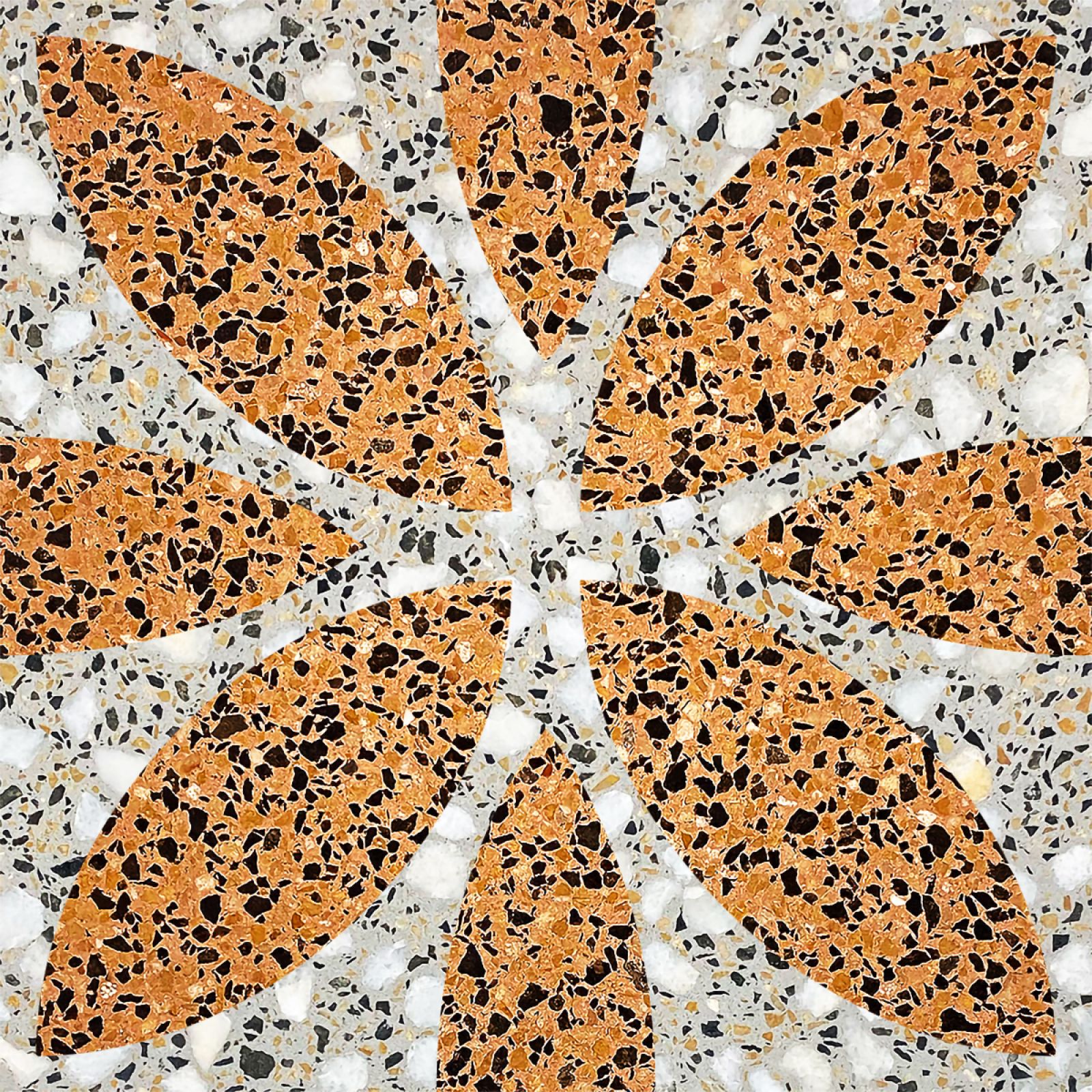 Az N2072T terrazzo stílusú burkolat természetes kődarabjaival és semleges tónusaival elegáns alapot ad bármilyen enteriőrnek.