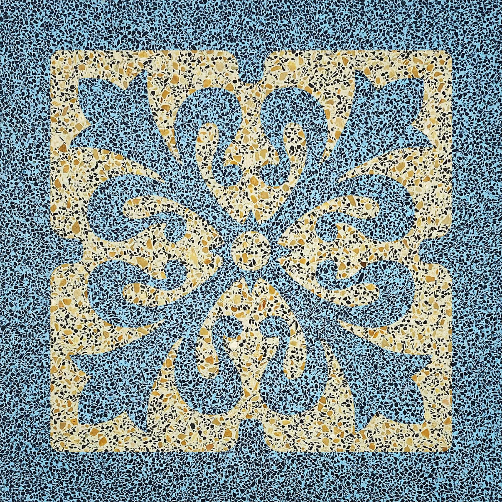 A N2094T terrazzo cementlap fa és kő elemekkel remekül párosítható. Könnyű karbantartás és magas kopásállóság jellemzi, padlóra és falra is jó választás.